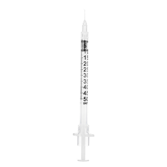 Seringa de Segurança Retrátil para Insulina 50UI (0,5ml) com Agulha Fixa 0,3x8mm (30G 5/16) | SOL-CARE