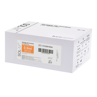 Seringa de insulina 50UI (0,5ml) com agulha fixa 0,30mm x 8mm (30G) Blister | SOL-M