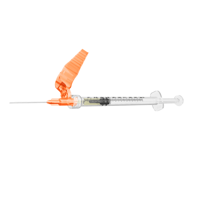 Seringa 1ml Luer Lock Zero Resíduo com Agulha de Segurança 25x0,5mm (25G*1) | SOL-CARE