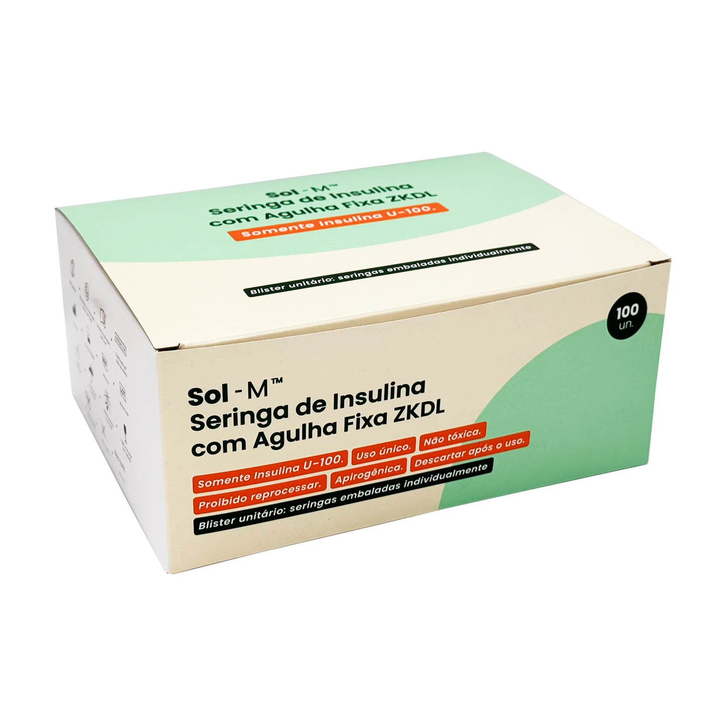 Seringa de insulina 50UI (0,5ml) com agulha fixa 0,25mm x 6mm (31G) Blister | SOL-M