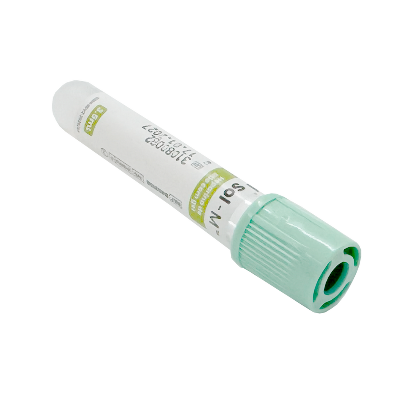 Tubo para Coleta de Sangue a Vácuo – Heparina de Lítio com Gel - Tampa Verde Claro 3.5ml | SOL-M