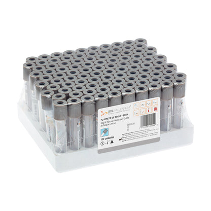 SOL-M Tubo para Coleta de Sangue a Vácuo Fluoreto de sódio + EDTA K3   13 x 75mm