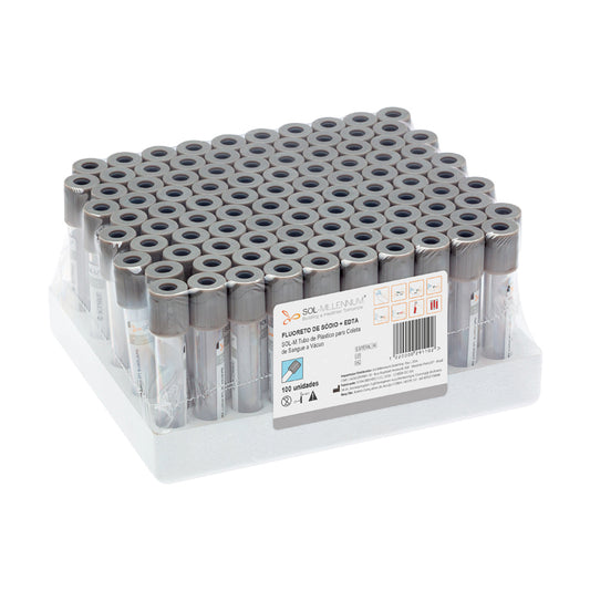 SOL-M Tubo para Coleta de Sangue a Vácuo Fluoreto de sódio + EDTA K3   13 x 75mm