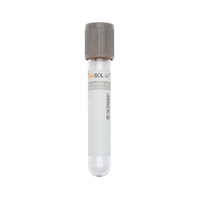 SOL-M Tubo para Coleta de Sangue a Vácuo Fluoreto de sódio + EDTA K3   13 x 75mm