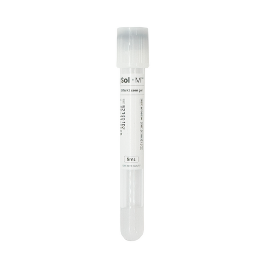 Tubo para Coleta de Sangue a Vácuo – EDTA K2 com Gel - Tampa Branca 5ml | SOL-M