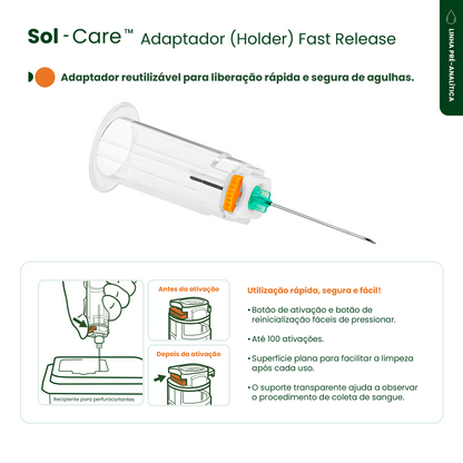 Holder Adaptador Fast Release para Coleta de Sangue | SOL-CARE