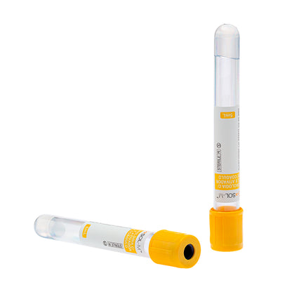 Tubo para Coleta de Sangue A Vácuo com Acelerador de Coágulo e Gel 5ml (13 x 100mm / Tampa Amarela) | SOL-M