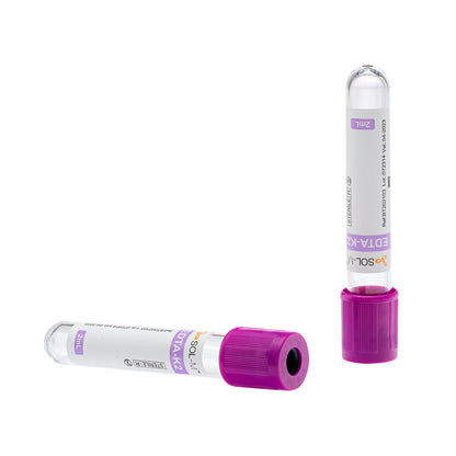 Tubo para Coleta de Sangue A Vácuo com K2 EDTA 2ml (13 x 75mm / Tampa Roxa) | SOL-M