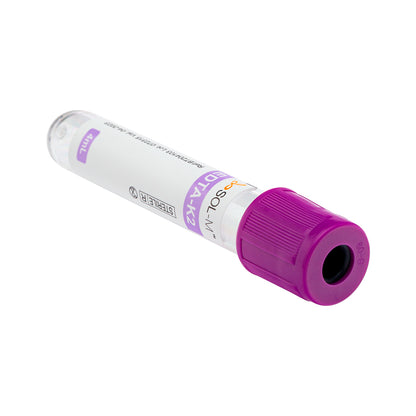 Tubo para Coleta de Sangue A Vácuo com K2 EDTA 4ml (13 x 75mm / Tampa Roxa) | SOL-M