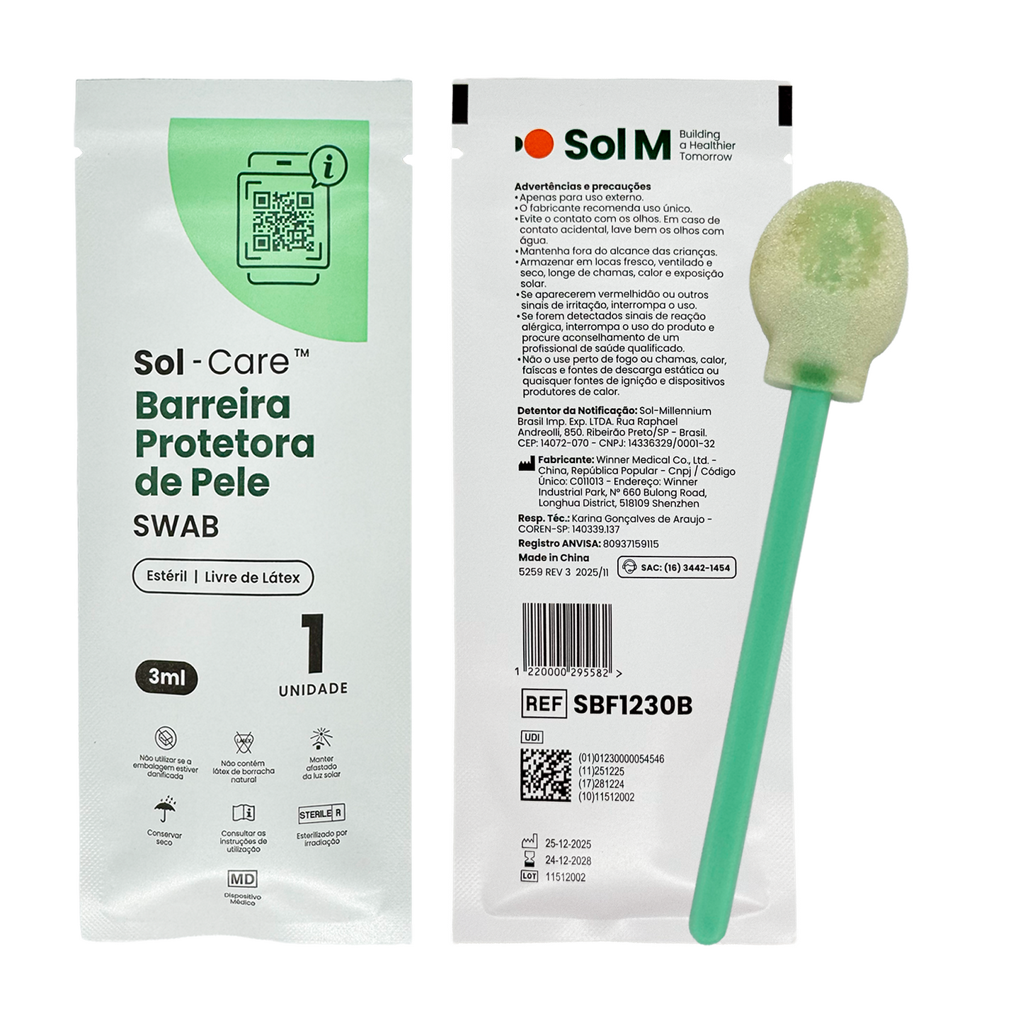 Barreira Protetora da Pele Swab, 3m | Sol-Care