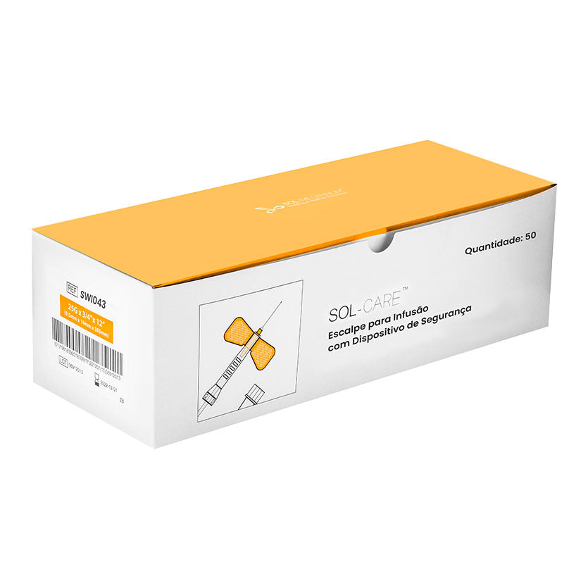 Escalpe para Infusão com Dispositivo de Segurança 25Gx12" (30cm) | SOL-CARE
