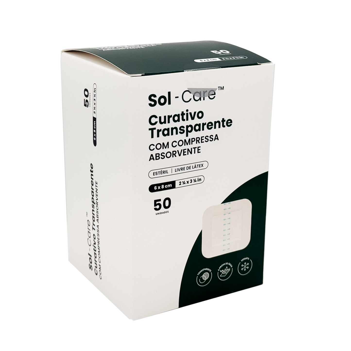 Curativo Transparente com Compressa Absorvente 6cm x 8cm | Sol-Care