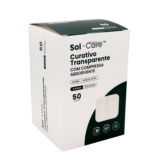 Curativo Transparente com Compressa Absorvente 6cm x 8cm | Sol-Care