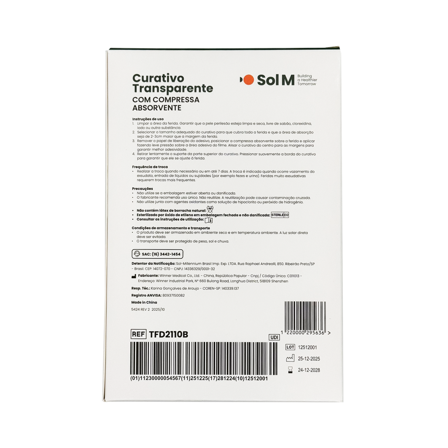 Curativo Transparente com Compressa Absorvente 6cm x 8cm | Sol-Care