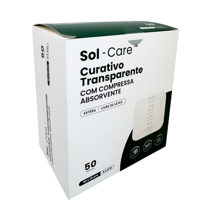 Curativo Transparente com Compressa Absorvente 10cm x 10cm | Sol-Care