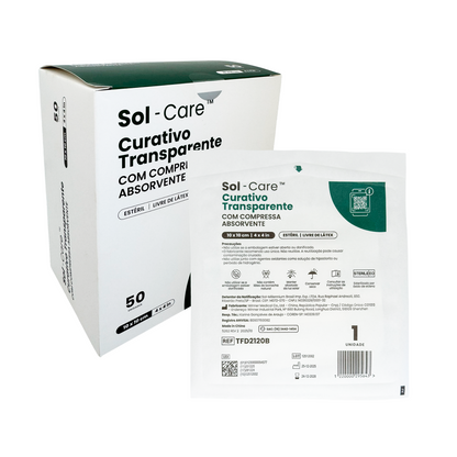 Curativo Transparente com Compressa Absorvente 10cm x 10cm | Sol-Care