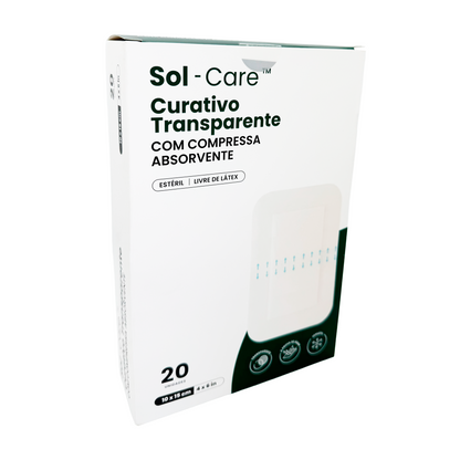 Curativo Transparente com Compressa Absorvente 10cm x 15cm | Sol-Care
