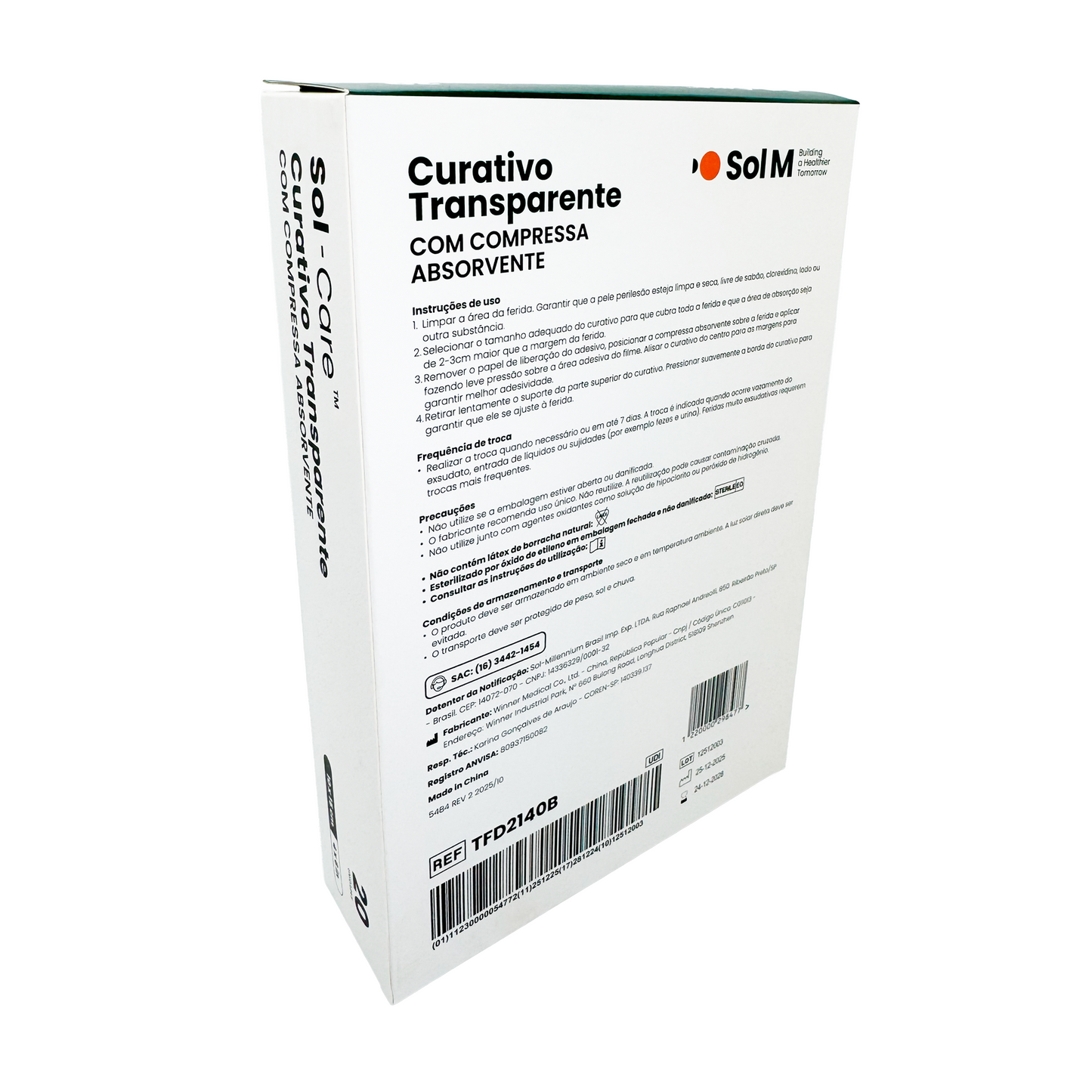 Curativo Transparente com Compressa Absorvente 10cm x 15cm | Sol-Care