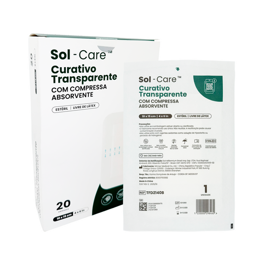 Curativo Transparente com Compressa Absorvente 10cm x 15cm | Sol-Care