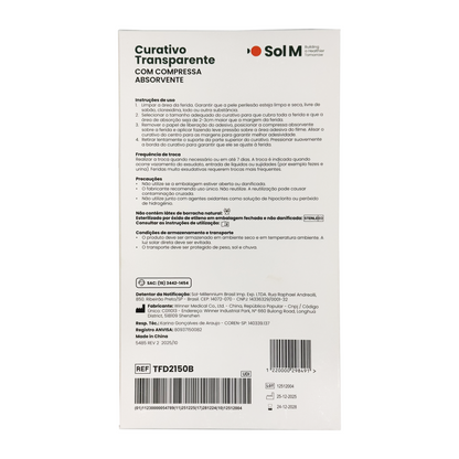 Curativo Transparente com Compressa Absorvente 10cm x 20cm | Sol-Care