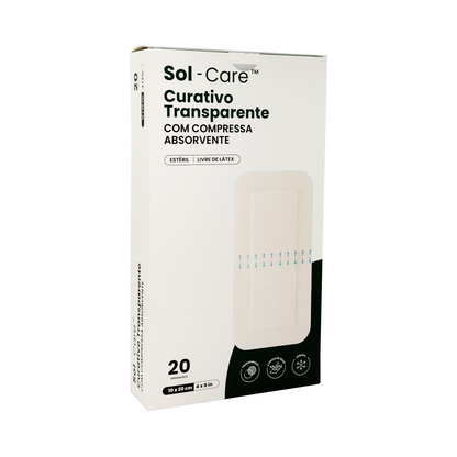 Curativo Transparente com Compressa Absorvente 10cm x 20cm | Sol-Care