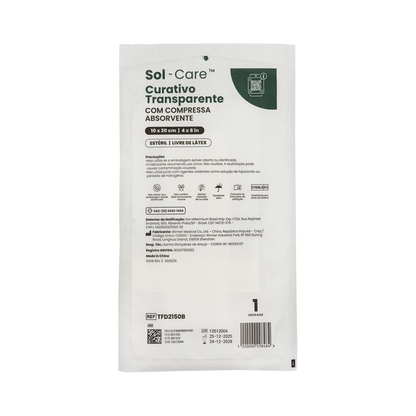 Curativo Transparente com Compressa Absorvente 10cm x 20cm | Sol-Care