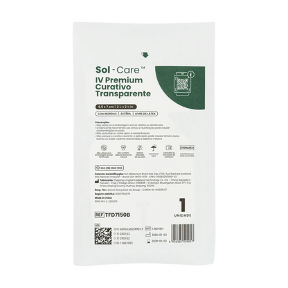 Curativo Transparente IV Premium 6.5 x 7 - Com Borda - Com Fenestra | Sol-Care