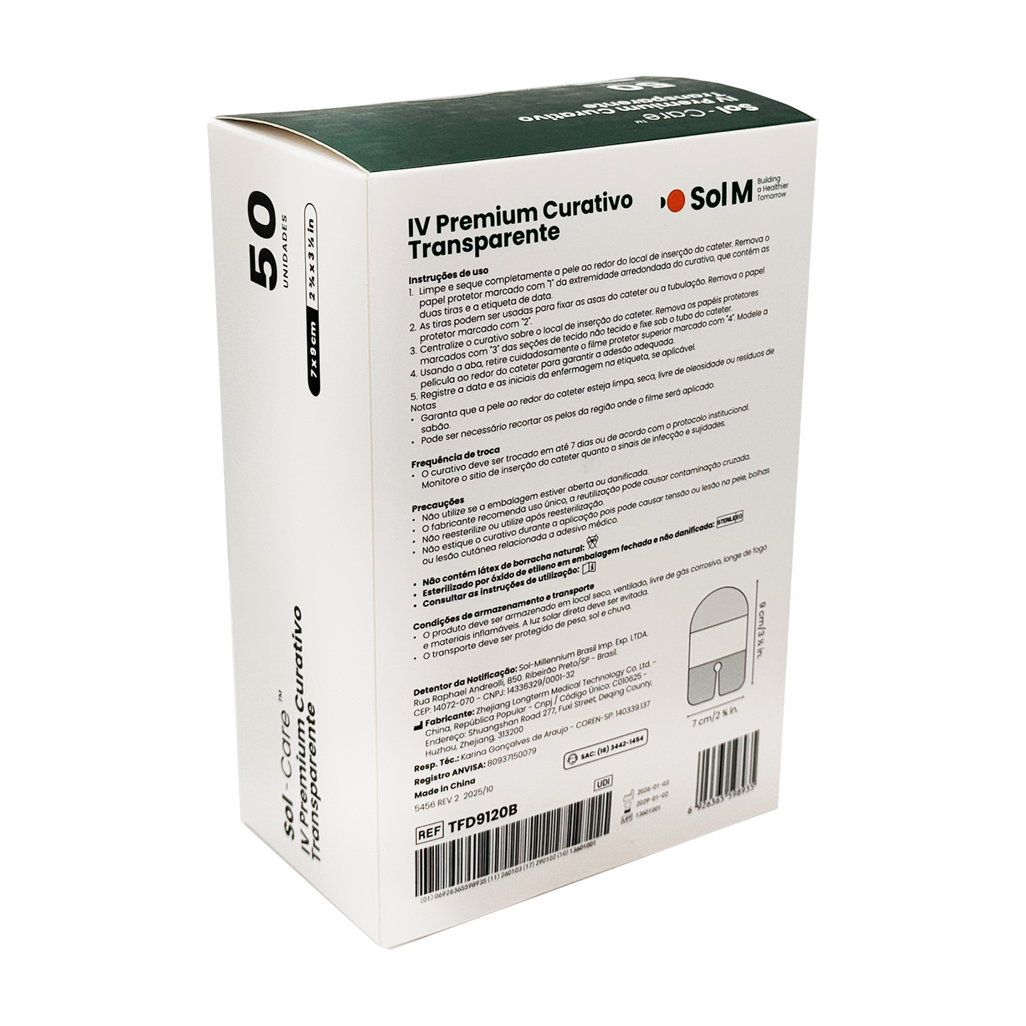 Curativo Transparente IV Premium 7 x 9 - Sem Borda - Com Fenestra | Sol-Care