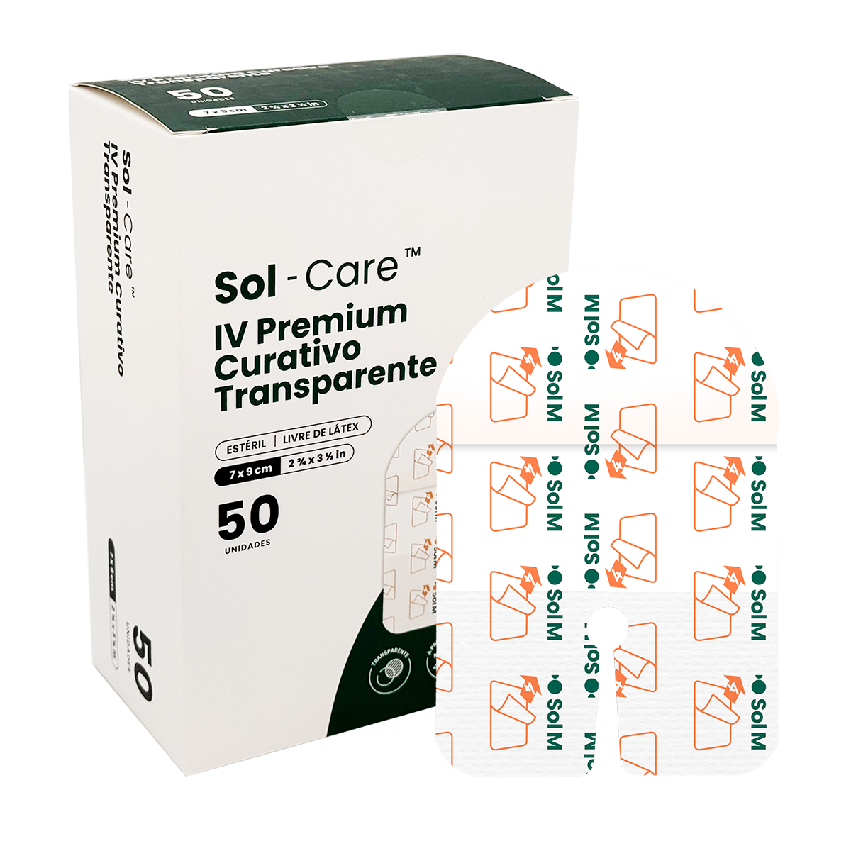 Curativo Transparente IV Premium 7 x 9 - Sem Borda - Com Fenestra | Sol-Care