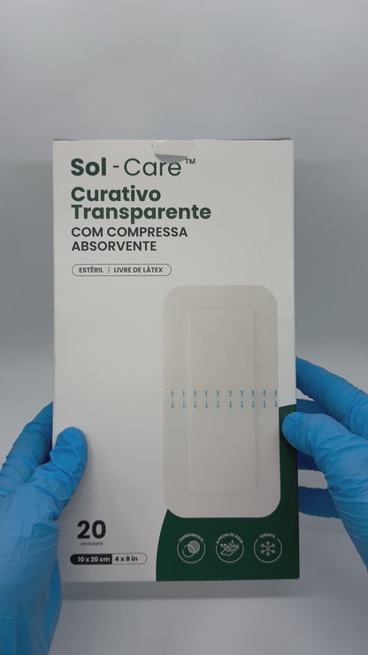 Curativo Transparente com Compressa Absorvente 10cm x 20cm | Sol-Care
